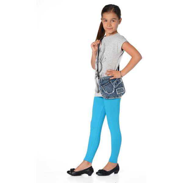 Mädchen Kinder Leggings in 23 Farben Baumwolle; Türkis 92