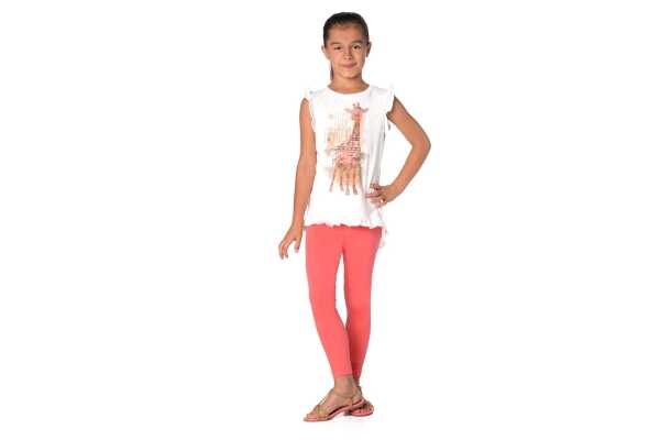 Mädchen Kinder Leggings in 23 Farben Baumwolle; Koralle 92