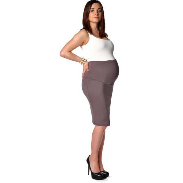 MAMA Umstandsrock Bleistiftrock; Cappuccino L/XL 40/42