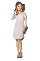 Damen Langarm Kleid + Umstandsmode MAMA Umstandskleid; Beige/2XL/3XL 44/46