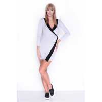 Damen Minikleid Wickelkleid V-Ausschnitt; Grau Meliert/L/XL 40/42
