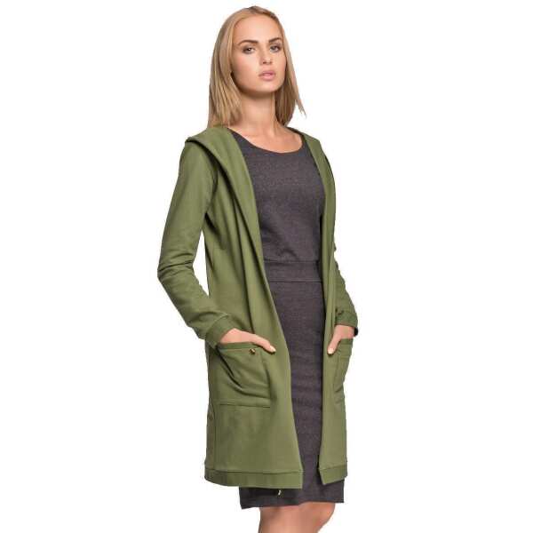 Damen Blazer Jacke Cardigan Lang; Khaki L/40