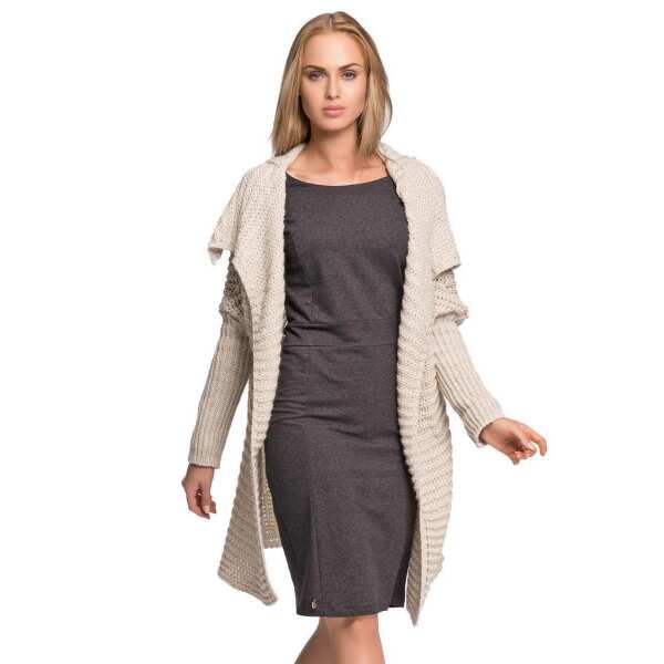 Strickjacke Sweats Poncho Umhang Cardigan; Beige S/M/L