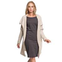 Strickjacke Sweats Poncho Umhang Cardigan; Beige S/M/L