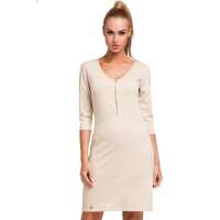 Klassisches Minikleid 3/4 Arm Tunika Top; Beige XL/42
