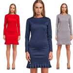 Damen Elegantes Mini-Kleid Tunika mit Rüschen;