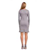 Damen Elegantes Mini-Kleid Tunika mit Rüschen; Grau Meliert/L/40