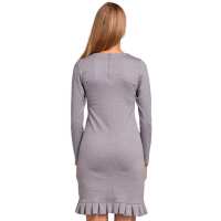 Damen Elegantes Mini-Kleid Tunika mit Rüschen; Grau Meliert/L/40