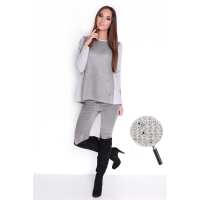 Damen Pullover Strick Pulli 2 Farbig; Grau S/M 36/38