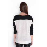 Damen Pullover Strick Pulli 2 Farbig; Schwarz S/M 36/38