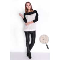 Damen Pullover Strick Pulli 2 Farbig; Schwarz S/M 36/38
