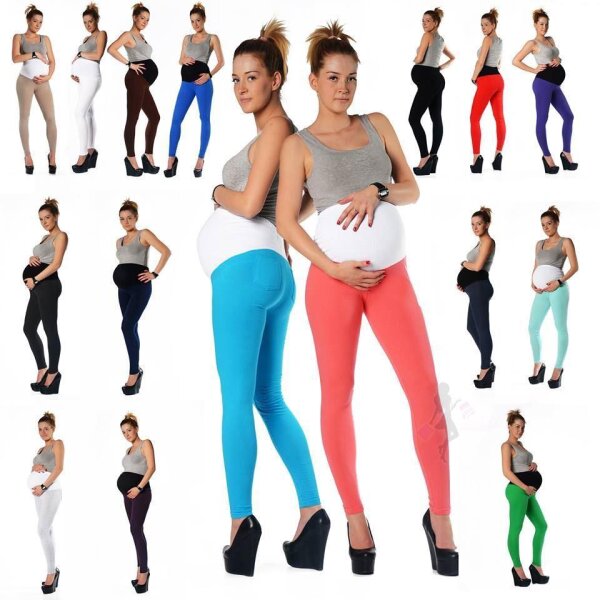 Umstandsleggings Schwangerschaftsleggings Leggings mit Taschen Baumwolle;