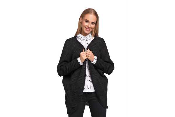 Strickjacke Sweats Poncho Umhang Cardigan Jacke; Schwarz/S/M/L