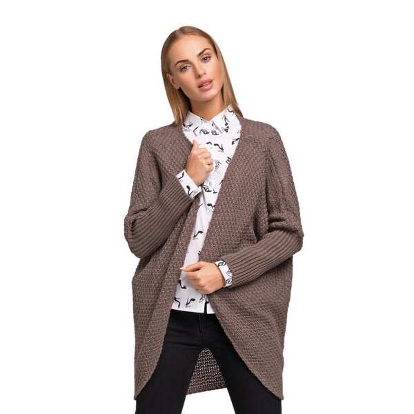 Strickjacke Sweats Poncho Umhang Cardigan Jacke; Cappuccino/S/M/L