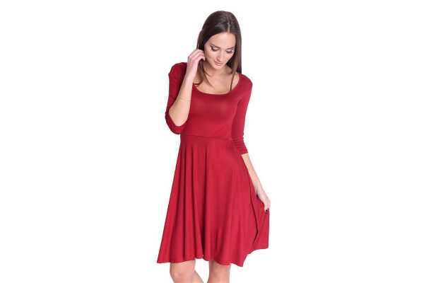 Damen Kleid mit U-Ausschnitt Top; Bordo/XL/2XL 42/44