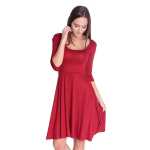 Damen Kleid mit U-Ausschnitt Top; Bordo/XL/2XL 42/44