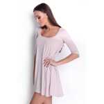Damen Tunika Minikleid Kleid Dress Longshirt; Beige/L/XL 40/42