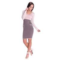 Damen Kleid Minikleid Langarm zweifarbig ; Beige-Cappuccino L/XL 40/42