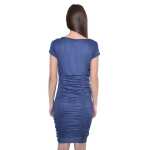Damen Kleid Dress Wasserfall-Ausschnitt mit Raffungen;
