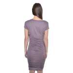 Damen Kleid Dress Wasserfall-Ausschnitt mit Raffungen;