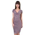Damen Kleid Dress Wasserfall-Ausschnitt mit Raffungen;