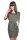 Damen Kleid Dress Minikleid Kurz Mini 3/4 Ärmel ; Khaki/XS/S 34/36