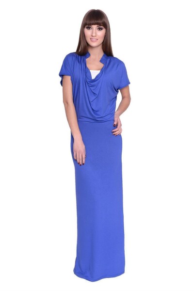 Damen Kleid Dress Maxikleid Lang : Blau M/L 38/40