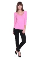 Damen Longshirt mit V-Ausschnitt 3/4 Arm Top,