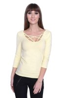 Damen Longshirt mit V-Ausschnitt 3/4 Arm Top,