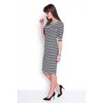Kleid 3/4 Arm gestreift Mini-Kleid