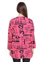 Damen Cardigan Sweater Jacke mit Druck: Rosa/S/M 36/38