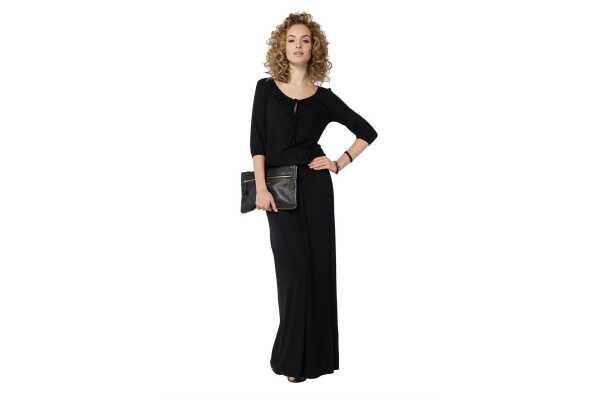 Kleid Lang Maxi Kleid elastischer Bund; Schwarz M/L 38/40