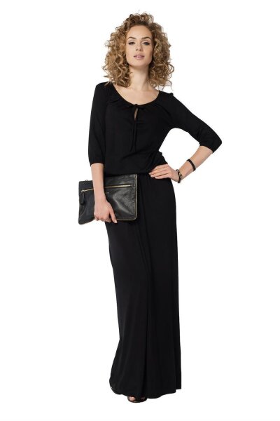Kleid Lang Maxi Kleid elastischer Bund; Schwarz 2XL/3XL 44/46