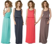 Damen Sommer-Kleid Maxi Kleid elastischer Bund;