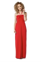 Damen Kleid Lang Maxi Kleid am Hals zum Binden;...
