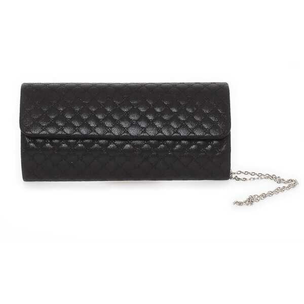 Clutch Tasche Stepp Muster; Schwarz