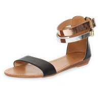 Damen Sandalen mit Glanz Riemen; Schwarz/37