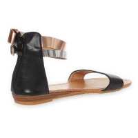 Damen Sandalen mit Glanz Riemen; Schwarz/37