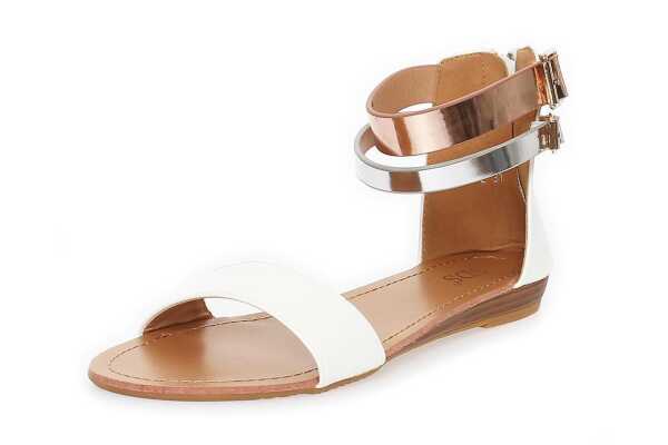 Damen Sandalen mit Glanz Riemen; Weiß/39