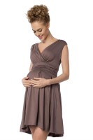 Minikleid mit Überlappender V-Ausschnitt + MAMA Umstandsmode, Cappuccino 2XL/3XL 44/46