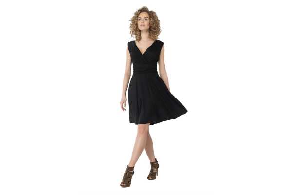 Minikleid mit Überlappender V-Ausschnitt + MAMA Umstandsmode, Schwarz XL/2XL 42/44