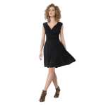 Minikleid mit Überlappender V-Ausschnitt + MAMA Umstandsmode, Schwarz XL/2XL 42/44