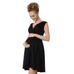 Minikleid mit Überlappender V-Ausschnitt + MAMA Umstandsmode, Schwarz XL/2XL 42/44