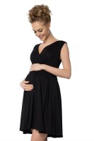 Minikleid mit Überlappender V-Ausschnitt + MAMA Umstandsmode, Schwarz 2XL/3XL 44/46