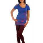 Damen Shirt T-Shirt Muster kurzarm; Blau/S/M 36/38