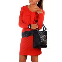 Damen Kleid Mini-Kleid Elegant; Rot/S/M 36/38