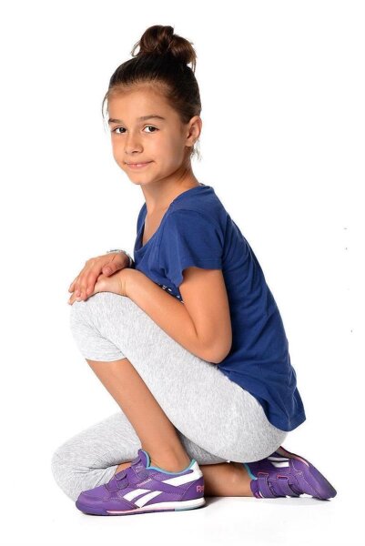 Kinder 3/4 Leggings in 22 Farben Baumwolle; Grau Meliert 104