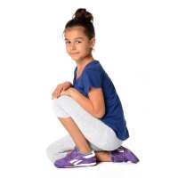 Kinder 3/4 Leggings in 22 Farben Baumwolle; Grau Meliert 122