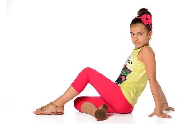 Kinder 3/4 Leggings in 22 Farben Baumwolle; Pink 98