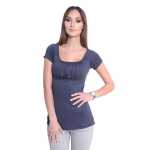 Damen Shirt Tunika mit Raffungen U-Ausschnitt ;